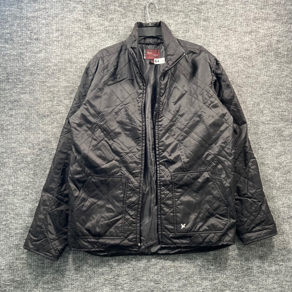 Hurley International Mens Large Black Quilted Ripstop Full Zip Jacket 6475
